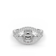White Gold East-West Pave Marquise Cut Diamond Halo Engagement Ring With Prong Setting